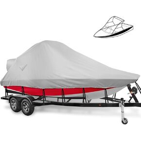 Wake Tower Boat Cover,Wakeboard Tower Boat Cover,900D Marine Heavy Duty Waterproof Boat Cover,Fits V-Hull Bow Runabout Ski Boats, 23-25ft, Gray