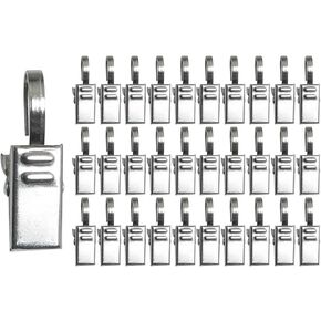 30PCS Stainless Steel Curtain Clips Hanging Christmas Lights Hook Clips Hook Clips Household Thickened Flat Hooks Duckbill Clips for Camping Car Awning Lights Photo Photo Drying Clothes Silver