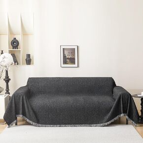 MEETSKY Couch Cover Sofa Covers Washable Chenille Dog Couch Cover, Multi-Use Furniture Sofa Throw Cover, Soft Sofa Slipcovers Universal Couch Covers for Pets with Tassels, 71" x 118", Chocolate