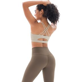 Womens Workout Sets 2 Piece Outfits Strappy Criss Cross Sports Bra with High Waisted Yoga Leggings Gym Sets