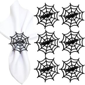 6Pcs Halloween Spider Web Napkin Rings Metal Spooky Napkin Holder Napkin Buckle Serviette Buckle Party Supplies for Halloween Dinning Table Costume