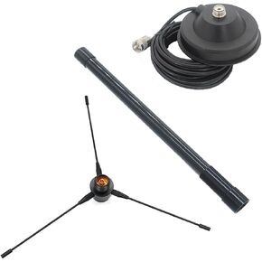Amateur radio antenna Dual band 136-174MHz 400-470MHz Installation magnetic base soft whip antenna PL259 male connector Automotive amateur wireless ground network high gain lightning protection