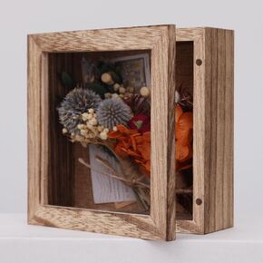 5x5 Small Shadow Box Frame Display Case, Magnetic Door, with Linen Back , for Baby Memory Box, CD Frame Display Case, Seashell, Flower, Pictures, Pet Memory Display Box, Wood Pin