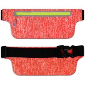 Ultra-Thin Running Waist Pack for Men and Women - Lightweight, Flexible, and Reflective for Fitness, Running, Cycling, Camping, and Travel, Passport Holder Waist Bag, Orange, A0003