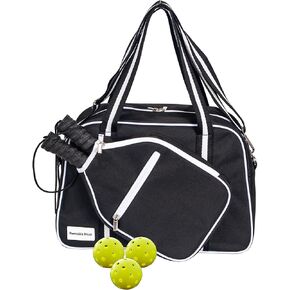 Women’s Pickleball Paddle Bag Crossbody Sling Pickleball Bag Cute Pickleball Tote Bag with Water Bottle Holder