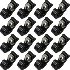 16pcs 1" Nylon Buckle J-Hooks Black Lashing Hooks for Bungee Cord Yacht Kayak Accessories
