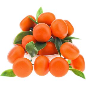 Gresorth Artificial Mini Bunch Orange Decoration Lifelike Tangerine Realistic Fake Citrus with Leaves Fruit Model Home Party Décor 5 Clusters