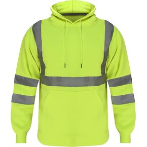 Men's Reflective Safety High Visibility Pullover Sweatshirt Hoodie