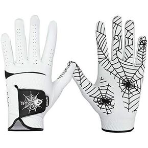 Gouft Spiderweb-Design Golf Glove (for Men & Women) - Durable Suede: All Weather Golf Glove, Good Grip, Feel Soft/Comfort, and Long Lasting: Washable Glove