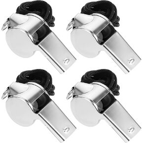 4PCS Sports Whistles, Stainless Steel Coaches Whistles with Lanyard, Hand Whistle for Sports, Directing Traffic, Outdoor Adventure, Pet Training