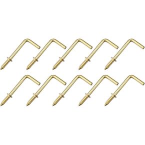 METALLIXITY Screw Hooks for Hanging (39mm/1.54") 10Pcs, Ceiling Hook Metal L Shape Hooks - for Hanging Outdoor, Cup Hooks, Bathroom Kitchen Wall Furniture Connection