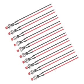 MECCANIXITY 10 Pcs 1A 250V AC 7mm Mini Momentary Push Button Switch SPST PBS-111 NC Red Switch Button with Pre-Soldered Wires for Electronic Devices Household Appliances