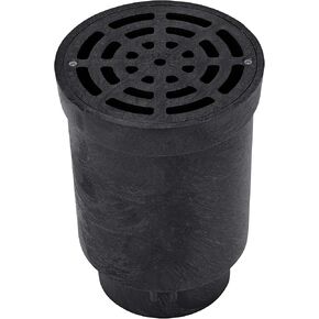 NDS FWSD69 6-Inch Round Surface Drain Inlet with Plastic Grate for Flo Stormwater Dry Well System, Pack of 1, Black