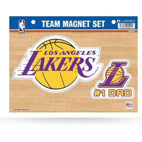 Rico Industries NBA Los Angeles Lakers #1 Dad Team Magnet Set 8.5" x 11" - Home Décor - Regrigerator, Office, Kitchen