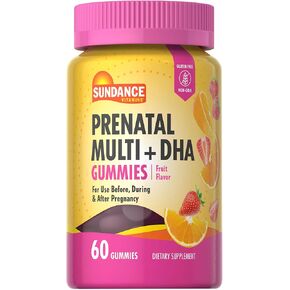 Sundance Prenatal Multivitamin with DHA | 60 Gummies | Fruit Flavor | for Use Before, During, and After Pregnancy | Non-GMO and Gluten Free Supplement