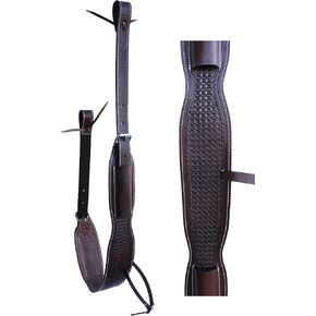 CHALLENGER Horse Western Basketweave Tooled Leather Rear Flank Brown Saddle Cinch Billets 9780BR