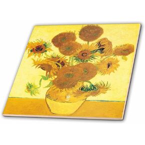 3dRose ct_128138_1 Sunflowers by Vincent Van Gogh Ceramic Tile, 4-Inch