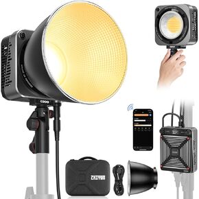 ZHIYUN MOLUS G300 300W LED Video Light Bowens Mount,Reach 500W with MAX Extreme Mode,2700K-6500K Built-in 14 Lighting Effects and ZY Vega APP Control,Ultra Quiet