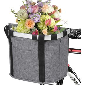 BAG WIZARD Bike Basket, Folding Detachable Handlebar Front Basket for Pet, Shopping, Commuter, Camping and Outdoor