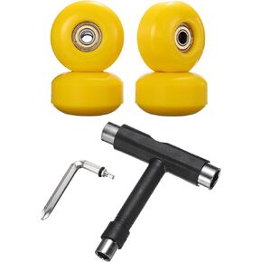 PATIKIL 52mm 95A Skateboard Wheels with Silver Bearings, 4 Pack Street Wheels with Skate Tool for Skateboards Tricks Cruiser Wheel Replacement, Yellow