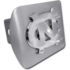 Elektroplate University of North Carolina Tarheels Brushed Silver with Chrome NC Emblem Metal Trailer Hitch Cover Fits 2 Inch Auto Car Truck Receiver with NCAA College Sports Logo