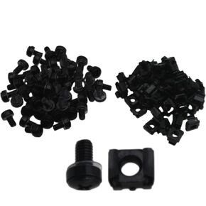 M6 x 16 mm Rack Mount Cage Nuts and Screws Set with Washers for Server Console Mounting Routers Enclosures Cabinets (50pcs Black)