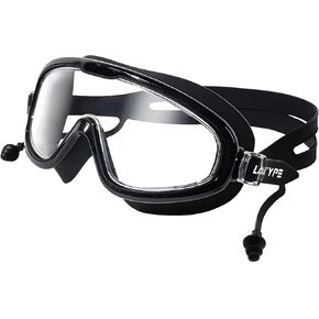 Swim Goggles Snorkel Diving Mask, Anti-Shattered Lens UV Protection No-leak for Kids Youth 5-17, Anti-Fog Swimming Goggles for Adult Men Women (Black)