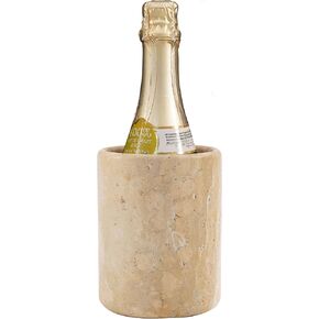 Travertine Marble Wine Cooler 6.5" handmade beverage cooler for bar accessories, Wine Chiller for bottle & champagne - Bottle cooler, Wine bottle holder for bar décor