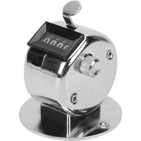 Hand Tally Counter Metal Case Stainless Steel 4-Digit Manual Counting Tool with Buckle Design for Workshop Inventory