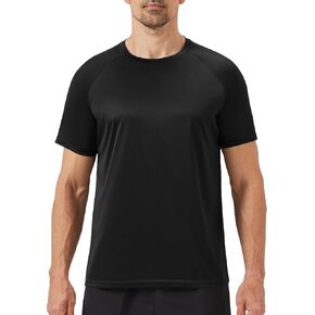 Workout Mens Shirts - Casual Black Dry Fit Moisture Wicking T-Shirts Crew Neck Short Sleeve for Gym Athletic Running