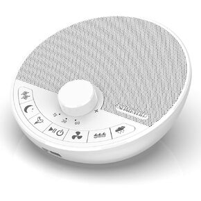 Portable White Noise Sound Machine with 18 Sleep Sounds, Battery Powered Bluetooth Function Knob Volume Control Sleep Timer, Travel White Noise Machine for Sleeping Adults Baby(White)