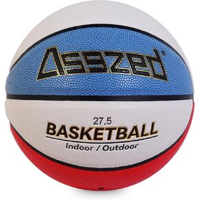 Youth Basketball 27.5" Official Size 5- Soft Faux Leather Junior Basketball,Red Blue and White Moisture Absorbing Basketball,Outdoor & Indoor Games,Ideal for Boys and Girls Gift(Deflated)
