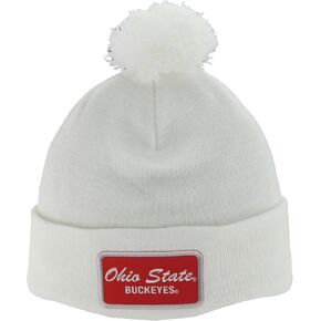 ZHATS Standard NCAA Officially Licensed Pom Beanie Patch Brick White, One Size