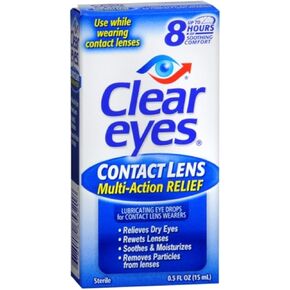 Clear Eyes Contact Lens Relief Soothing Eye Drops 0.50 oz (Pack of 5)