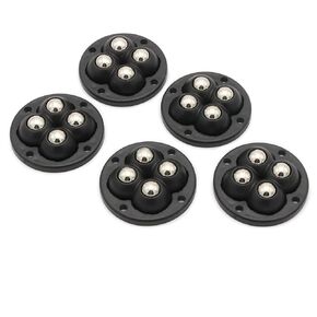 8pcs Self Adhesive Mini Caster Wheels,360° Rotation Universal Wheel,(with 4 Ball Bearings), ABS+ stainless steel (black)