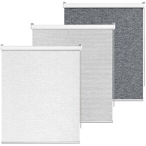 ALLBRIGHT Roller Shades for Windows, 100% Blackout Window Roller Blinds, UV Protection Fabric, Shades with Striped Jacquard, Roller Blind for Office and Home, Easy to Install, Grey, 36" W x 72" H