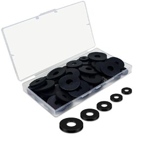 Black Flat Rubber Washers Assortment Kit 100 Pcs Rubber Washer Set 16/18/20/25/30mm Heavy Duty Abrasion Resistant Rubber Washers Vibration Damping Pads for Screws Plumbing Shower Head Garden Faucet