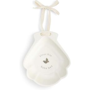 DEMDACO Bless This Baby Boy Glossy White 5 x 4 Ceramic Stoneware Decorative Baptism Bowl