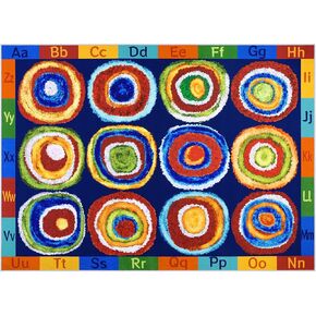 HiiARug Classroom Rug 12 Circle Seats Kids Rug Carpet ABC Alphabet Educational Baby Play Mat Learning Game Area Rug for Playroom Preschool Elementary Classroom Decor 6'x8'4"