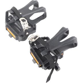 Bike Pedals, Nylon Cycling Pedals Toe Clips Straps for Fixie Mountain Bikes Accessories 1/2 INCH Spindle Thread with Toe Cages, Lightweight Design