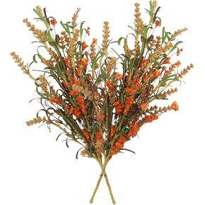CISDUEO 2 Pcs Artificial Fall Flowers for Decoration Fall Bouquet Artificial Flowers Dried Floral Arrangement Faux Fall Flower Bouquets Greenery for Autumn Thanksgiving Table Centerpieces Fall Decor