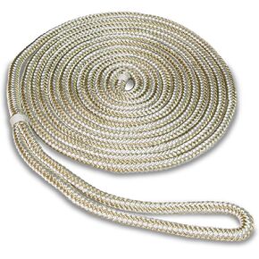 SeaSense Double Braid Nylon Dock Line, Gold/White, 25-Feet x 3/8-Inch