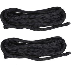 Boat Ropes for Docking, Double Braided Nylon Dock Lines for Boats with Loop, 2 Pack Black or Blue
