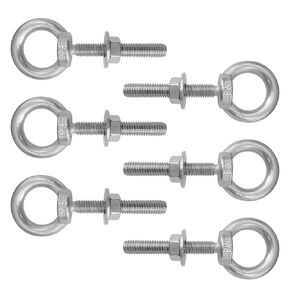 6 Pack Stainless Steel Eye Bolts, M8 Shoulder Eye Bolt RingThreaded Eyebolts, Heavy Duty Lifting Eyebolt Screws in Eye Hooks - Thread Length 50mm