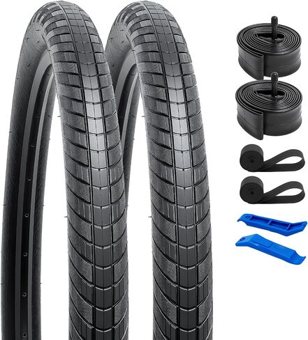 YUNSCM 2-PCS 27.5" Bike Tires 27.5x2.10/54-584 and 27.5" Heavy Duty Bike Tubes Schrader Valve with 2 Rim Strips Compatible with Mountain Bike 27.5x1.95/2.10/2.125 Bicycle Tires and Tubes (W-2120) in Saudi Arabia