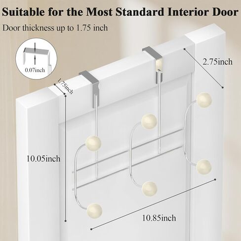 Over The Door Hooks, Towel Rack for Bathroom Door, Over The Door Coat Hanger Hat Rack with 6 Cream White Decorative Ball Ends for Bathroom Bedroom Dorm Hanging Towels Caps Coats Bags Key in Saudi Arabia