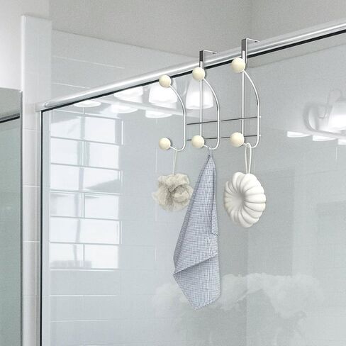 Over The Door Hooks, Towel Rack for Bathroom Door, Over The Door Coat Hanger Hat Rack with 6 Cream White Decorative Ball Ends for Bathroom Bedroom Dorm Hanging Towels Caps Coats Bags Key in Saudi Arabia