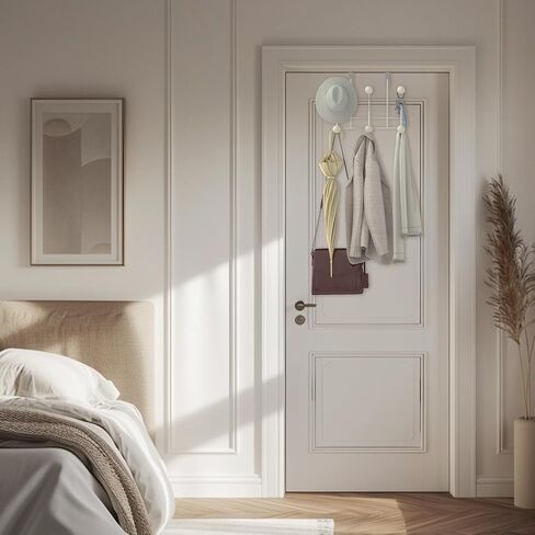 Over The Door Hooks, Towel Rack for Bathroom Door, Over The Door Coat Hanger Hat Rack with 6 Cream White Decorative Ball Ends for Bathroom Bedroom Dorm Hanging Towels Caps Coats Bags Key in Saudi Arabia