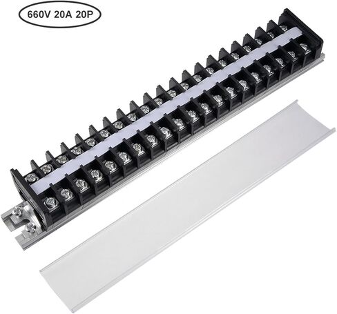 uxcell Barrier Terminal Strip Block 660V 20A Dual Rows 20P DIN Rail Base Screw Connector in Saudi Arabia
