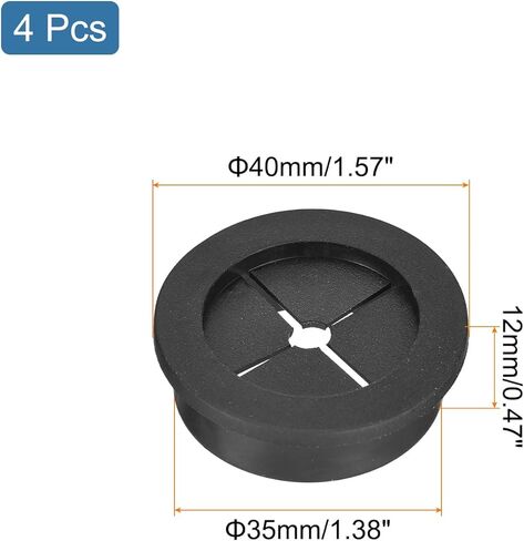 uxcell 4 Pcs Cable Cord Grommet, 1-3/8 Inch (35mm) Desk Grommet Flexible Rubber Grommets Wire Hole Cover Pass Through for Office Computer Desk Wire Organizer, Black in Saudi Arabia